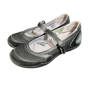Ahnu Karma Mary Jane Womens 8 Black Mesh Suede Sport Flats AF2587BLK